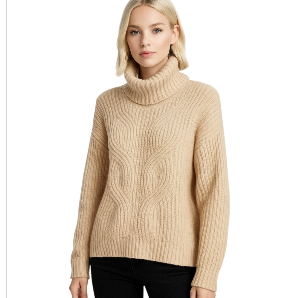 Caslon Pink Turtleneck Sweater Small Chic Cable Knit Cowl Neck New Without Tags - Picture 2 of 14